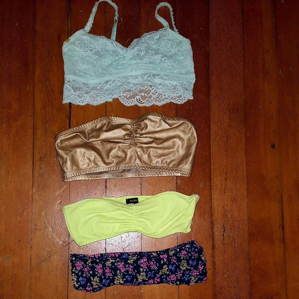 4 colorful bandeaus/bralettes